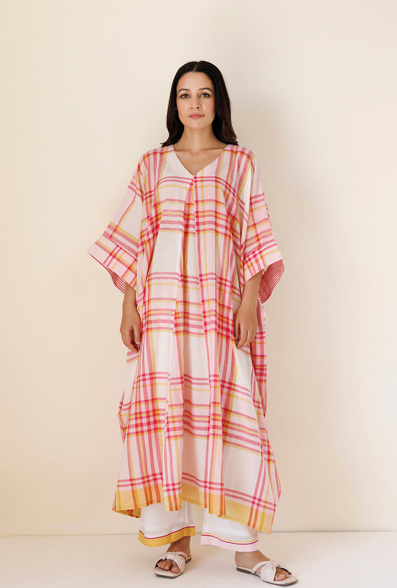 Pink Checks Kaftan Blush Co-Ord Set