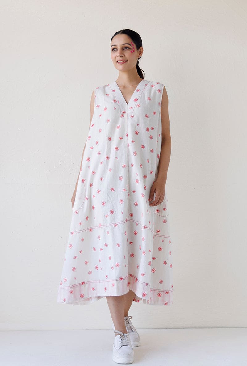 White A-Line Pocket Blush Dress