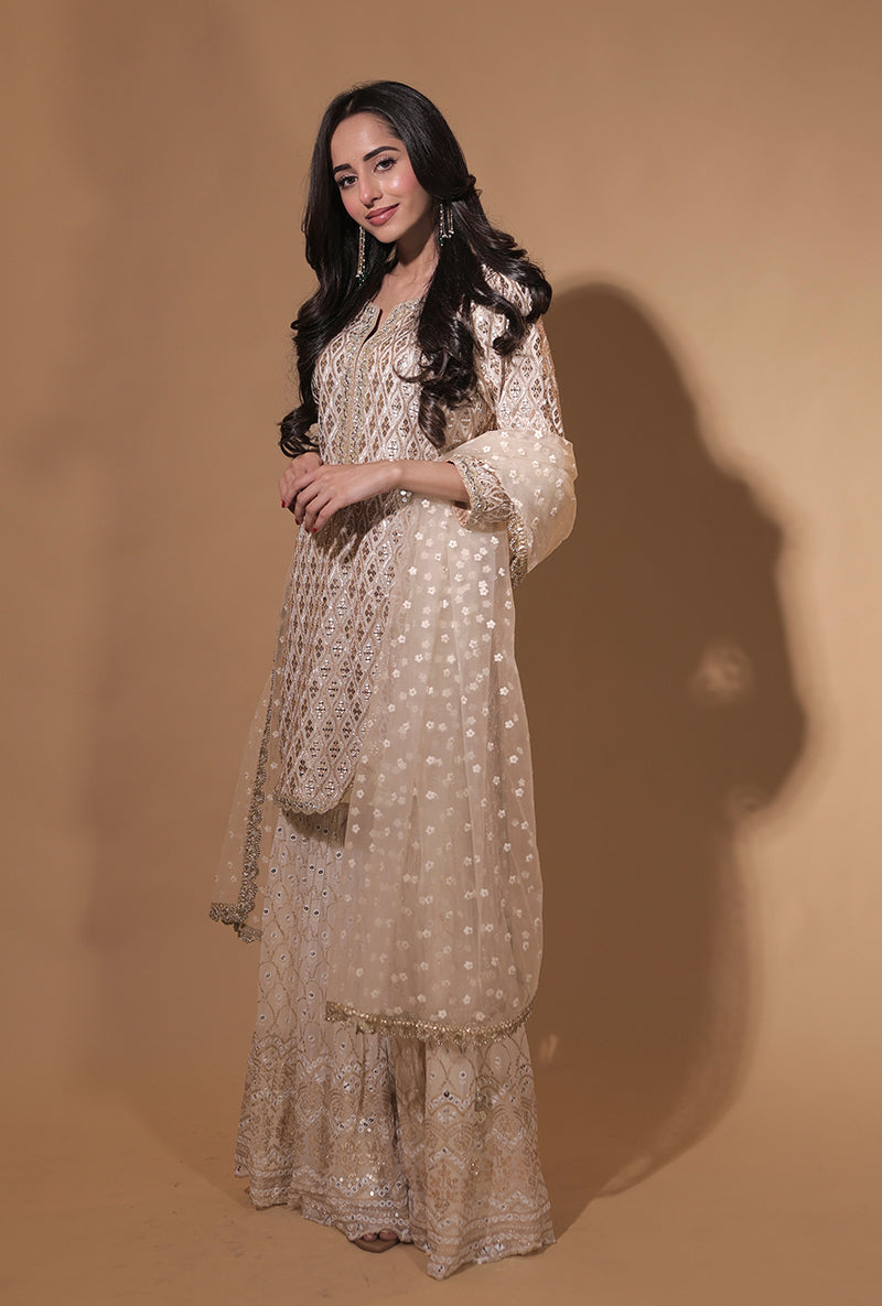 Soumya Puri In Ivory Sequin And Jaal Hoor 3.0 Gharara Set