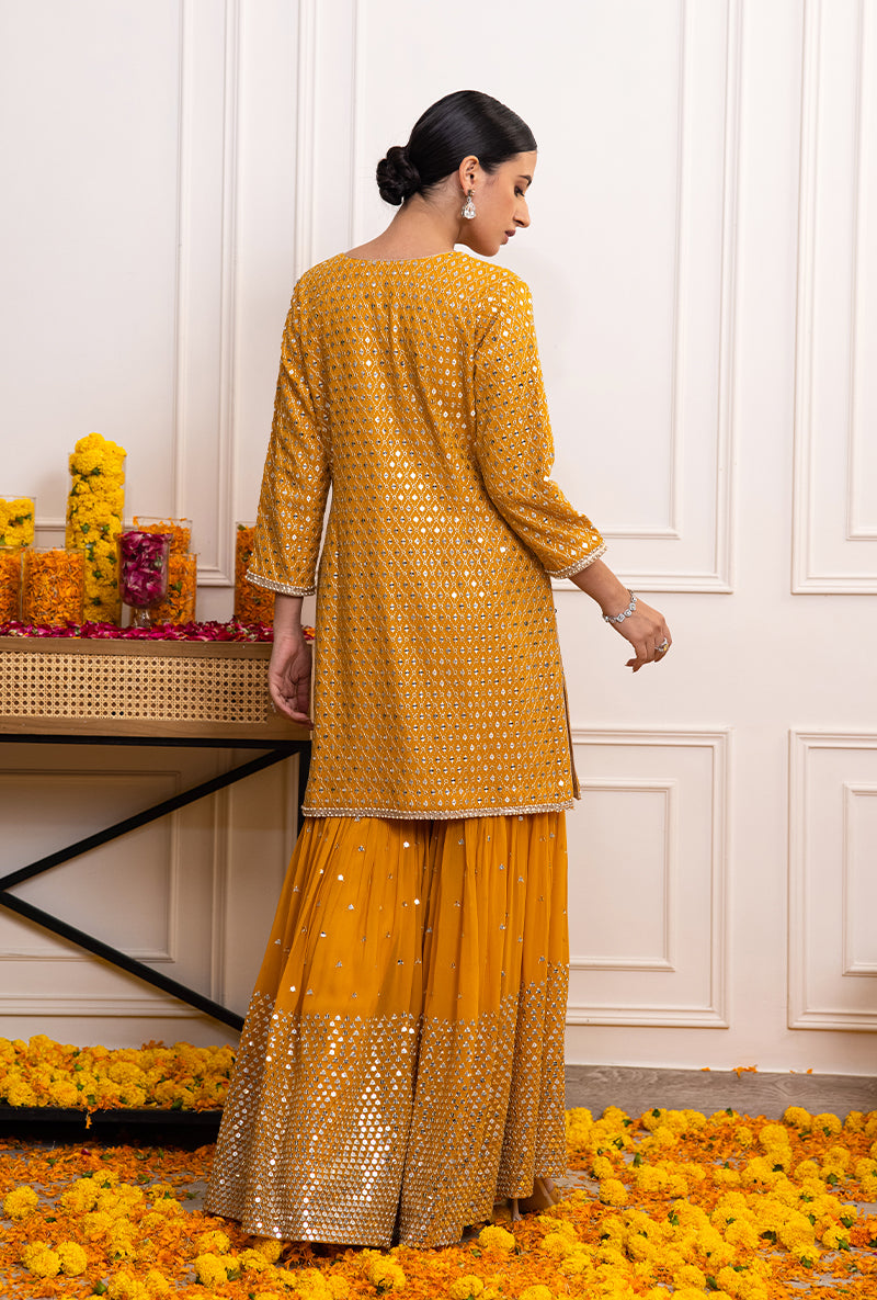 Yellow Sitara Mirror Hoor Gharara Set