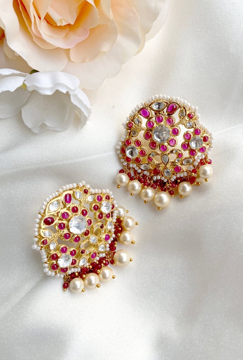 14K Yellow Gold Cz & Red Stone Heart Baby Stud Earrings –  FiveStarJewelers.com