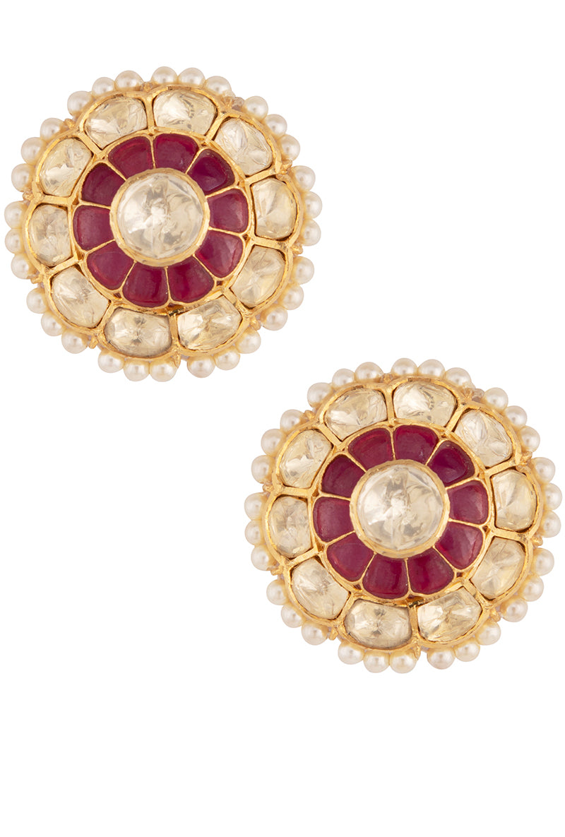 fcity.in - Maddy Space Stone Textured Round Earrings Gold / Diva Fusion  Earrings